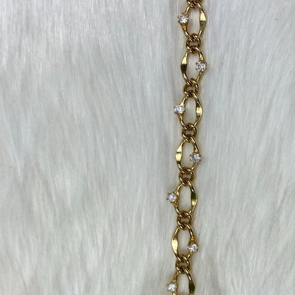 Vintage Jewelry Vintage Gold Tone Rhinestone Chain Link Bracelet 7